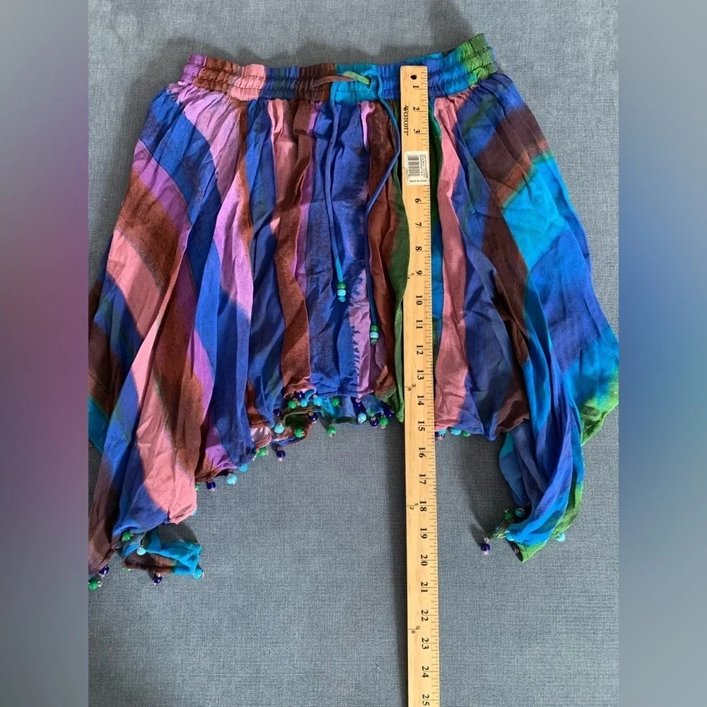 Womens Zara Multicolored Matching Beaded Trim Strap Camisole and Skirt Set S
